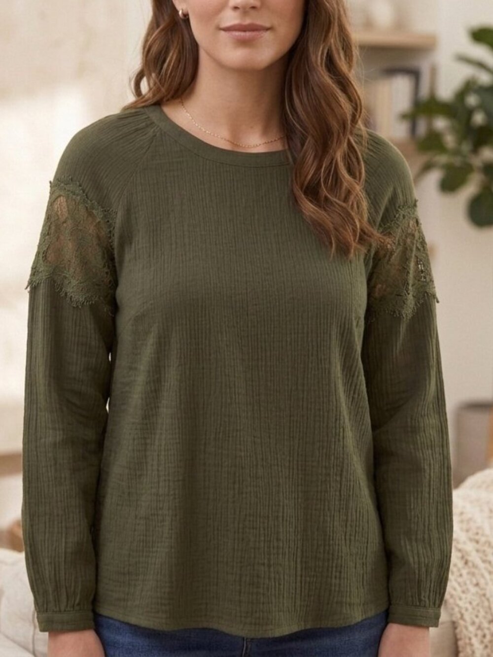 Camber & Grace Women's Long Sleeve Dark Green Blouse Top Size SP